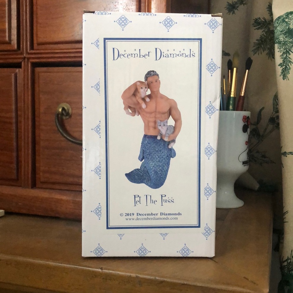 December Diamonds Merman with Cats Figurine